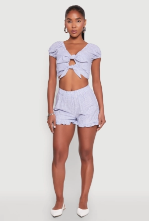 Almost Famous Ruffled Hem Striped Shorts