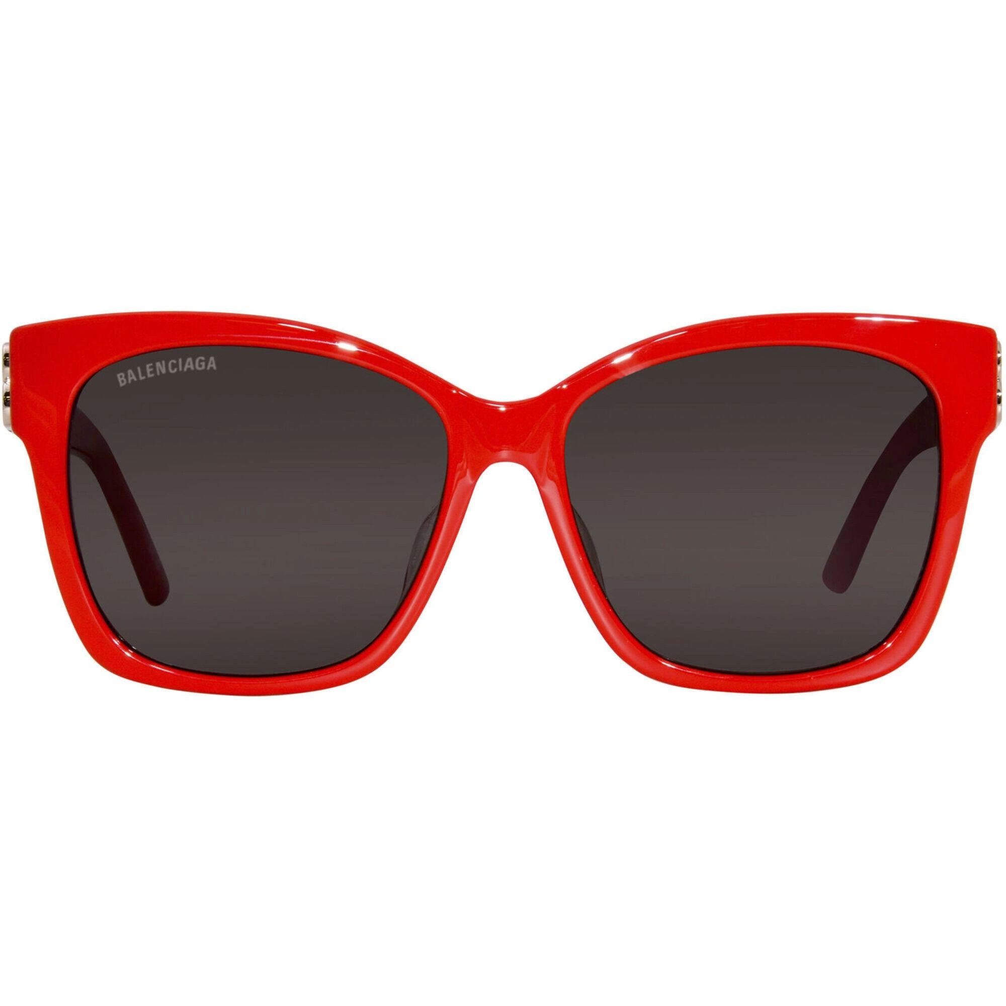 Balenciaga Women's Sunglasses - Red Acetate Square Frame Grey Lens | BB0102SA 012