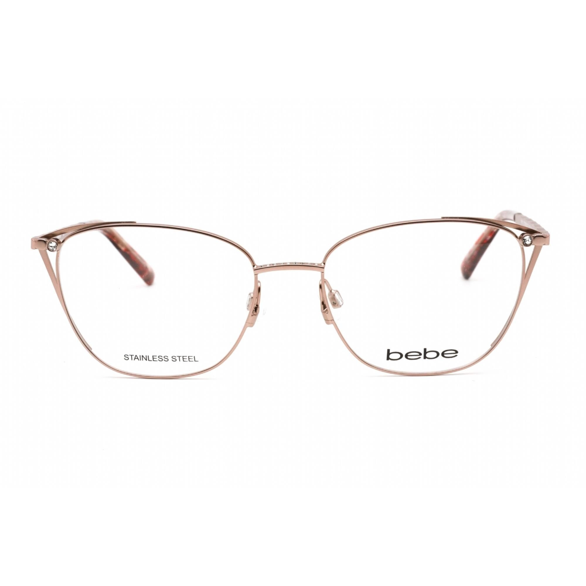 Bebe Women's Eyeglasses - Rose Gold Rectangular Full Rim Frame Clear Lens | BB5182 770