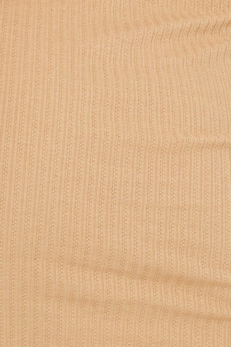Beige Ribbed Bodycon Dress