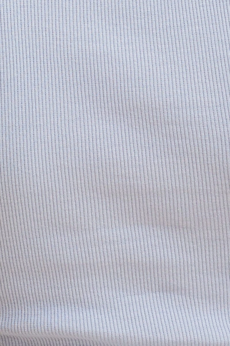 Blue Racer Tank Cotton Blend Rib High Neck Racer Back