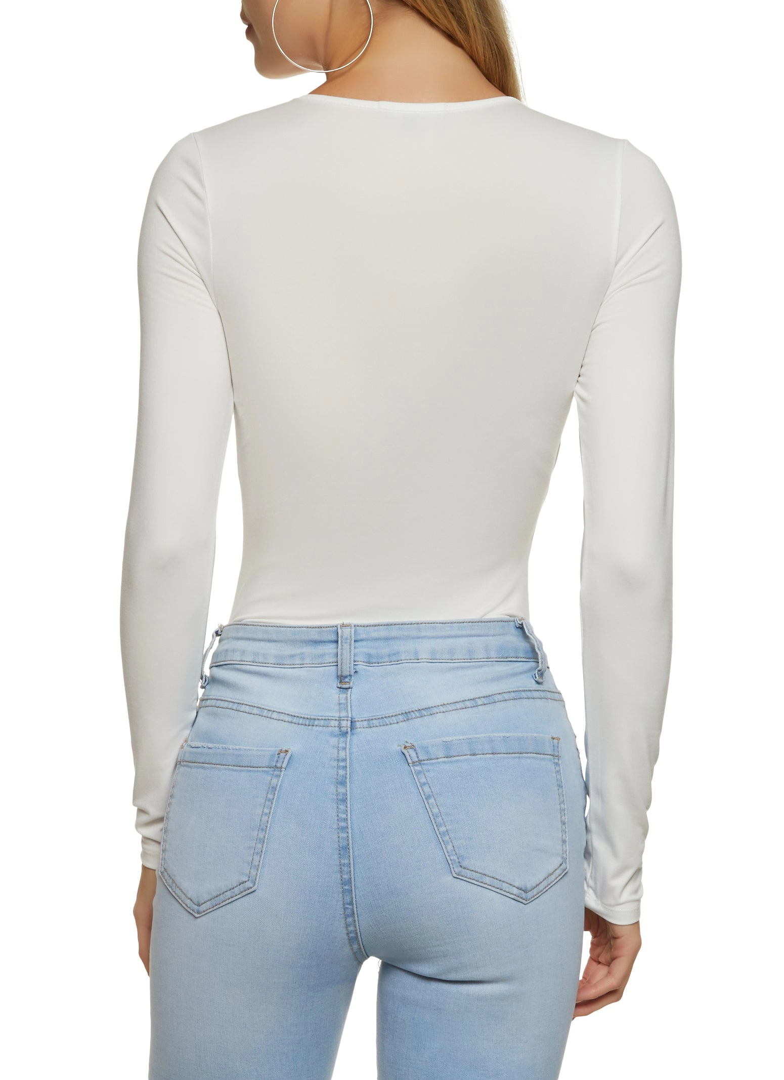 Body Contour Faux Wrap Long Sleeve Bodysuit
