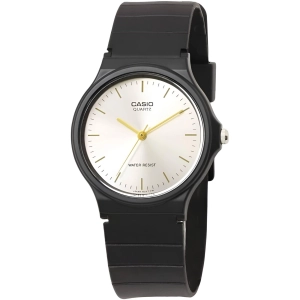 Casio Men's Watch - Classic Quartz Silver Tone Dial Black Resin Strap | MQ24-7E2