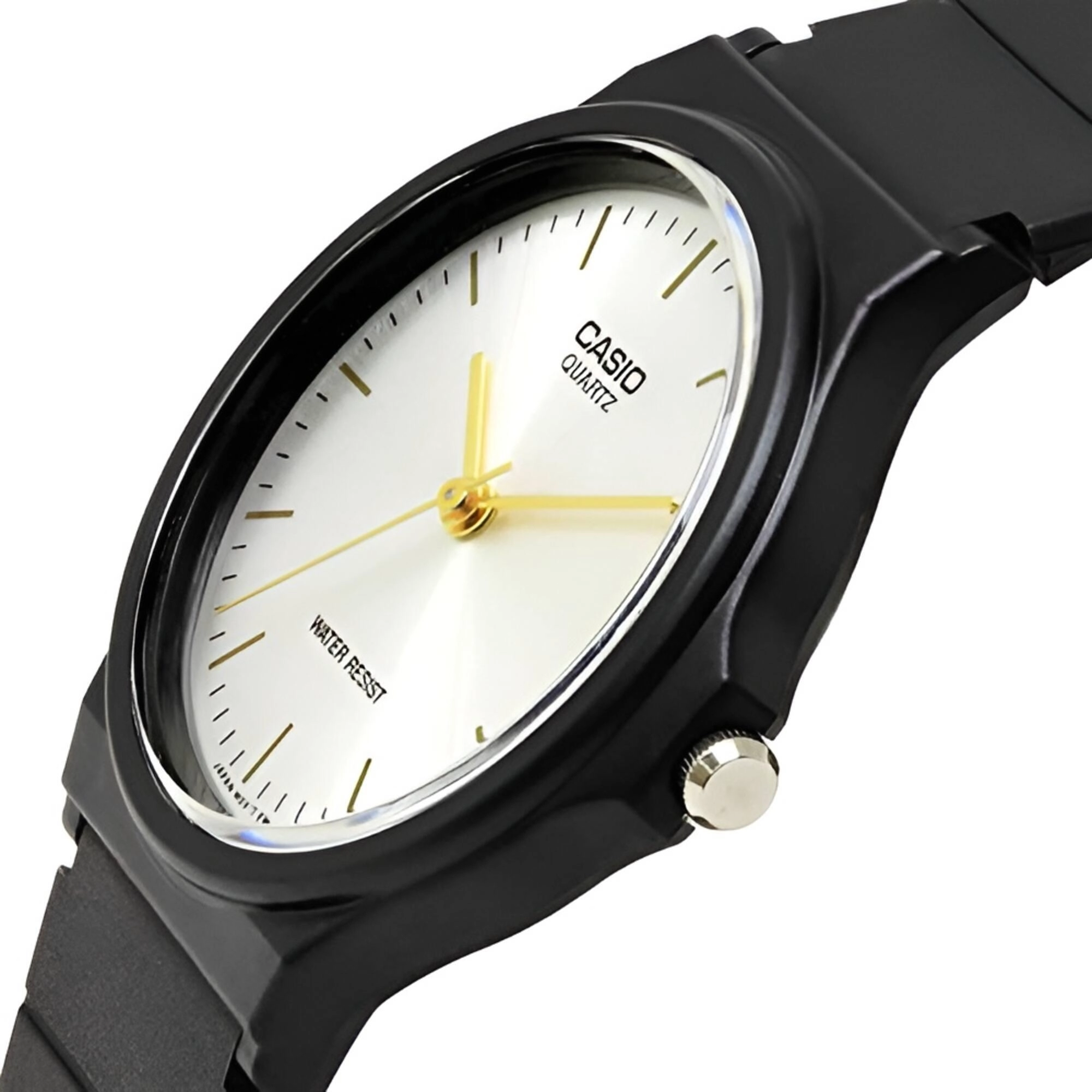 Casio Men's Watch - Classic Quartz Silver Tone Dial Black Resin Strap | MQ24-7E2