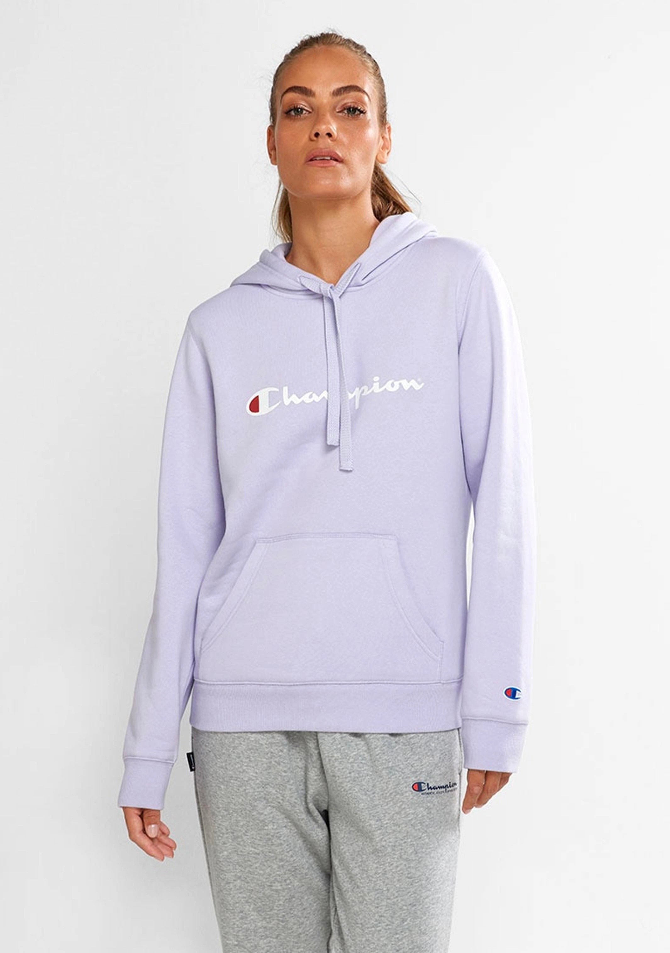 Champion Women’s Script Logo Hoodie Lilac