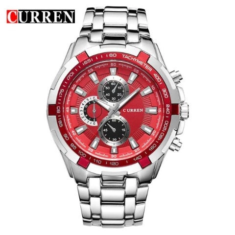 Curren Men's Black Stainless Steel Chronograph with Copper Accents (Black 5cm Dial) - CUR106