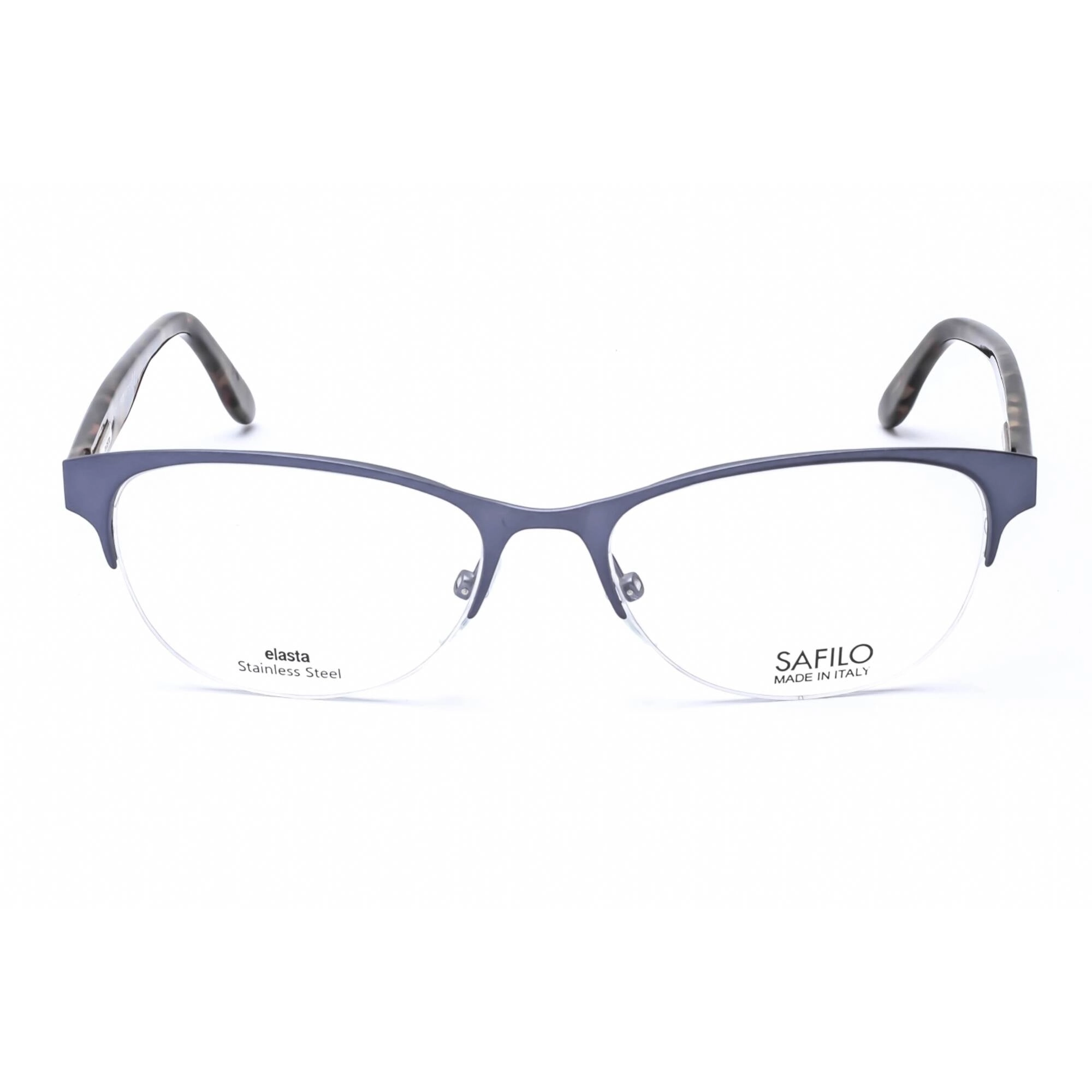 Elasta Women's Eyeglasses - Blue Havana Stainless Steel Cat Eye Frame | 4370 0U1F 00
