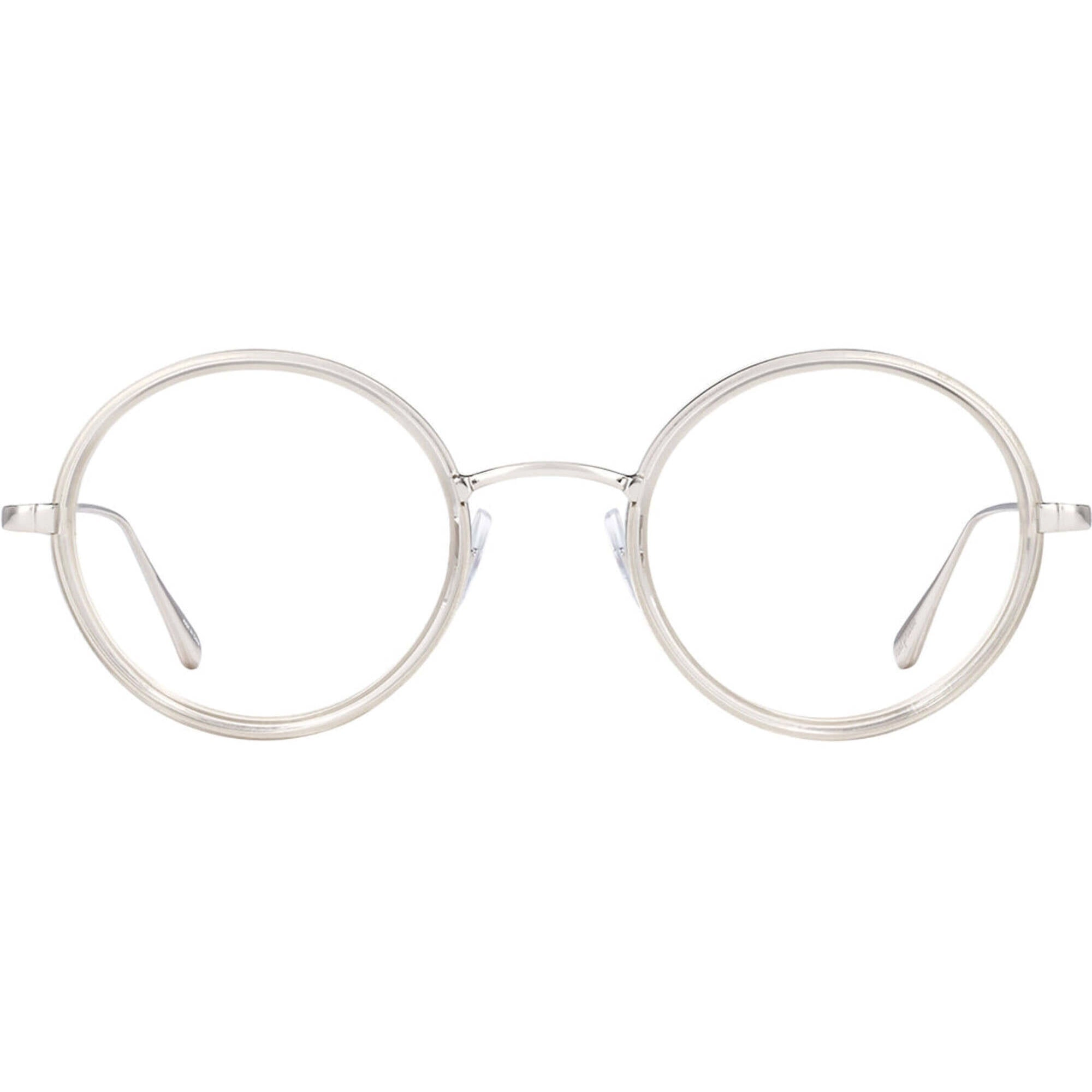 Garrett Leight Women's Eyeglasses - Lucite-Silver Metal Round Frame | PLAYA LU-SV