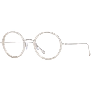 Garrett Leight Women's Eyeglasses - Lucite-Silver Metal Round Frame | PLAYA LU-SV