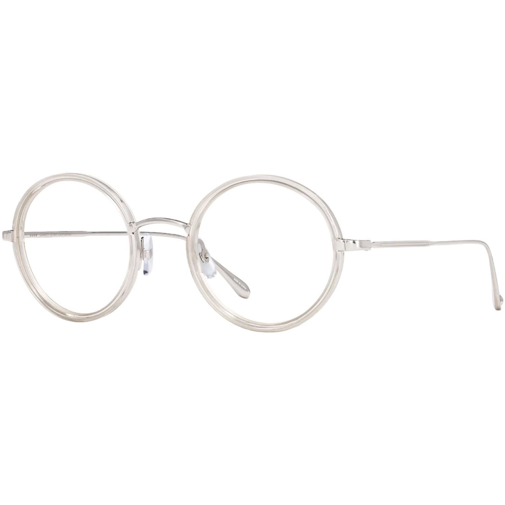 Garrett Leight Women's Eyeglasses - Lucite-Silver Metal Round Frame | PLAYA LU-SV