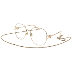Gucci Women's Eyeglasses - Gold Metal Full Rim Panthos Frame Demo Lens | GG1208O 002