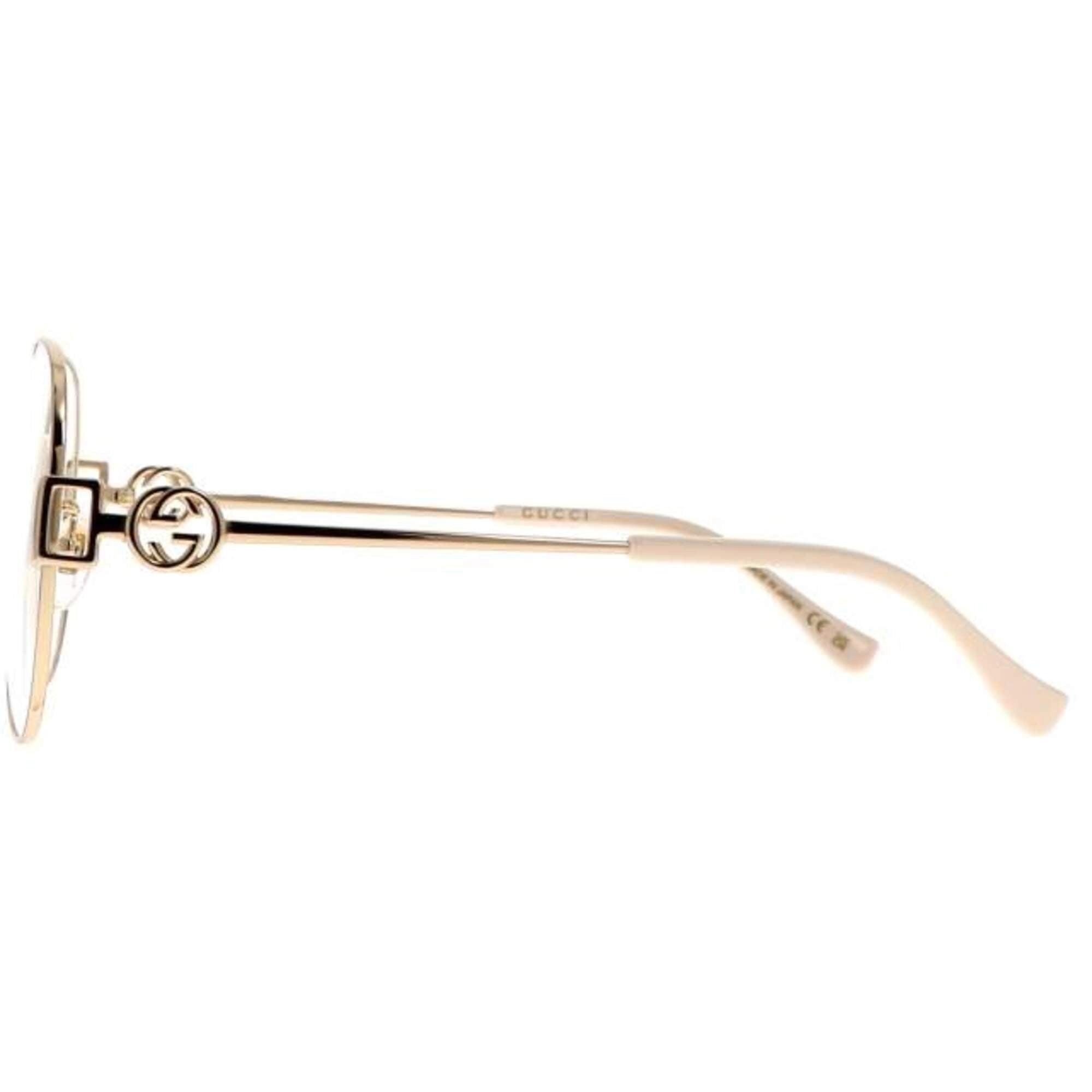 Gucci Women's Eyeglasses - Gold Metal Full Rim Panthos Frame Demo Lens | GG1208O 002