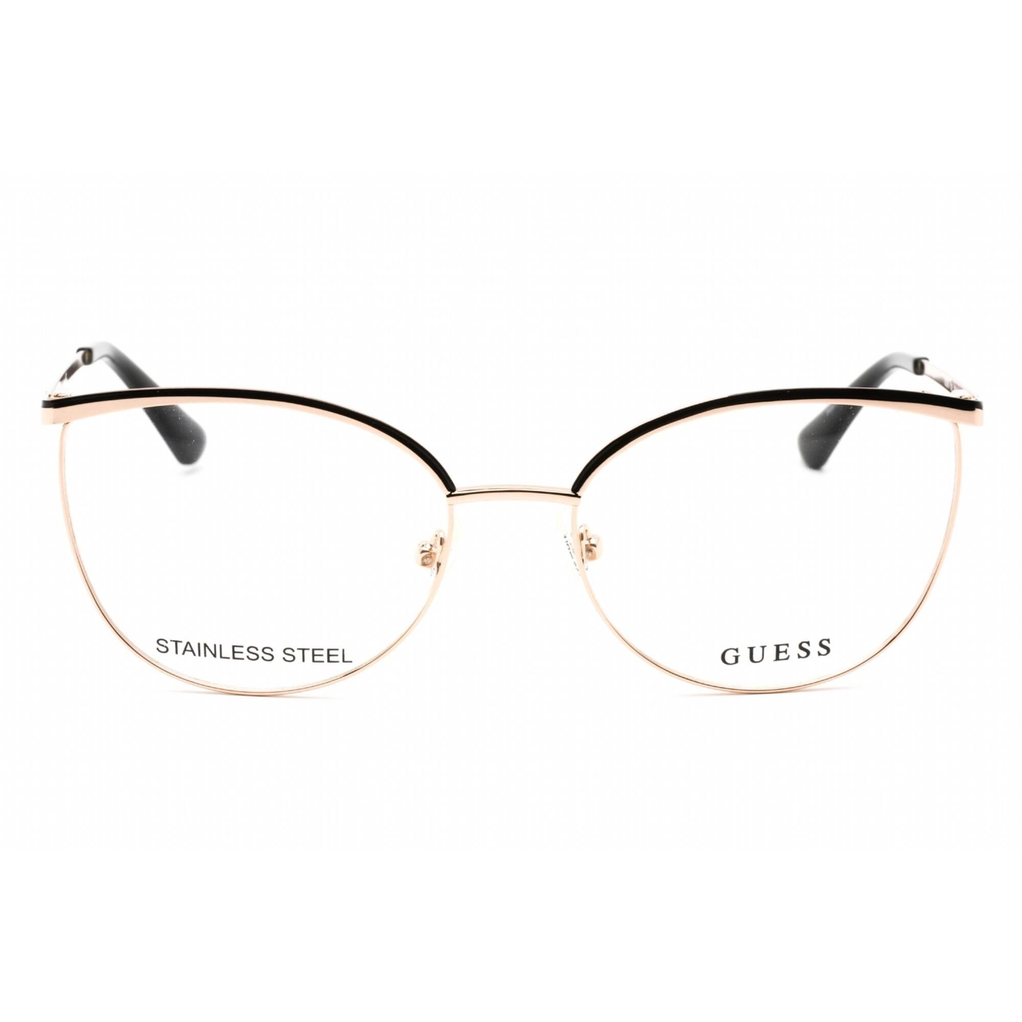 Guess Women's Eyeglasses - Full Rim Black/Gold Metal Rectangular Frame | GU2879 005