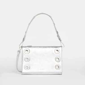 Hammitt Montana Leather Clutch Sml Handbag Sidewalk Silver/Brushed Silver