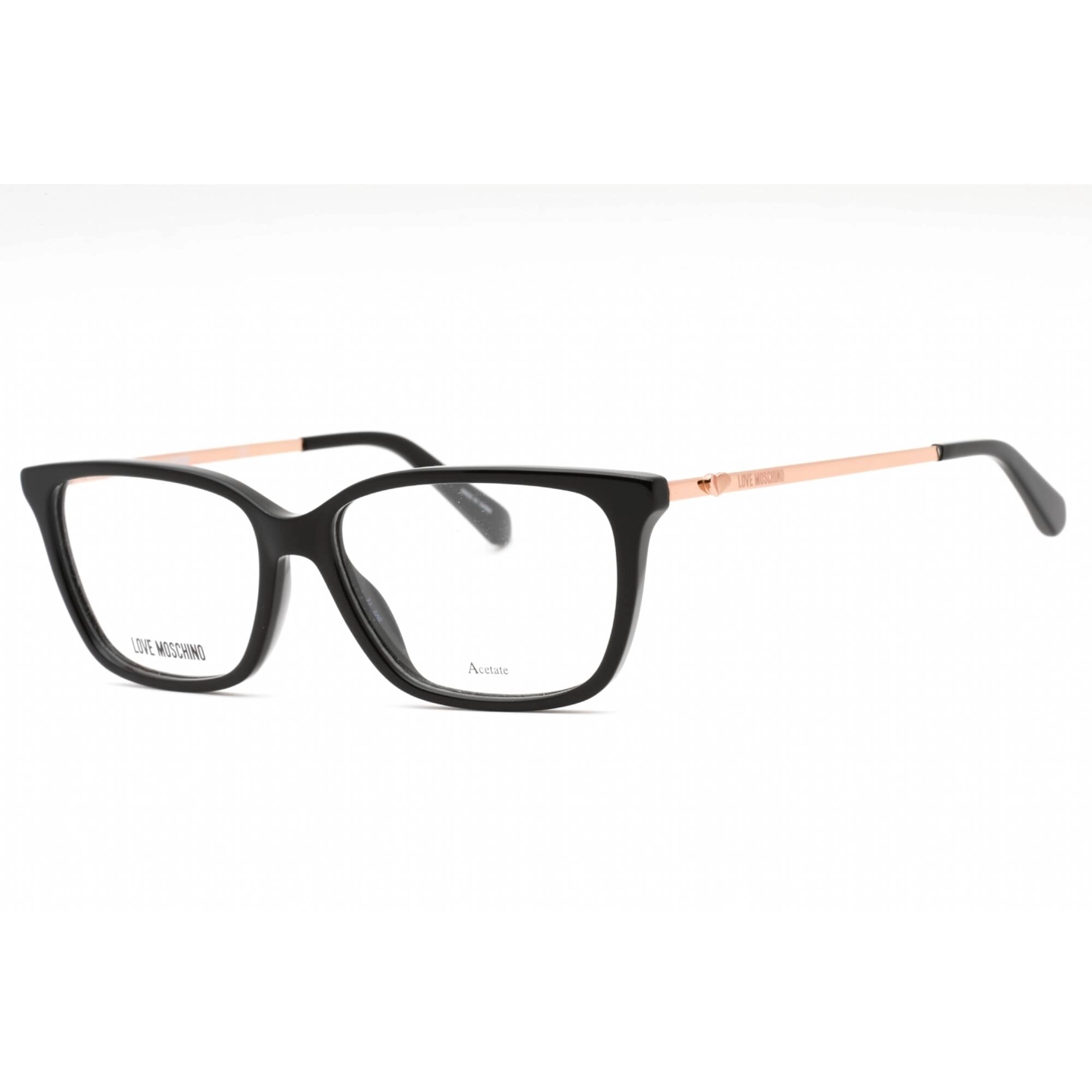 Moschino Love Women's Eyeglasses - Black Acetate Rectangular Frame | MOL550 0807 00