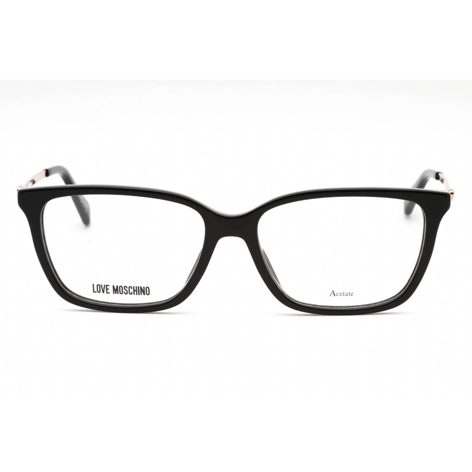 Moschino Love Women's Eyeglasses - Black Acetate Rectangular Frame | MOL550 0807 00