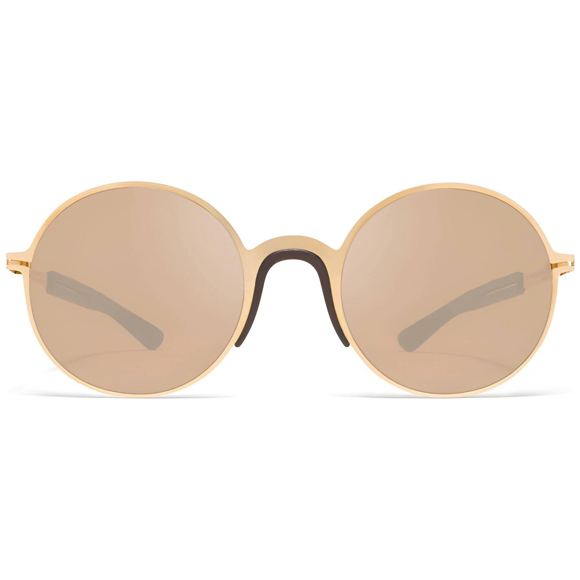 Mykita Women's Sunglasses - Gold/Ebony Brown Round Metal Frame | IVY MH2 MH2_SBR/F