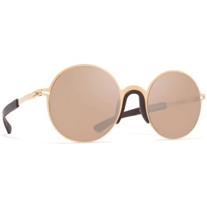 Mykita Women's Sunglasses - Gold/Ebony Brown Round Metal Frame | IVY MH2 MH2_SBR/F