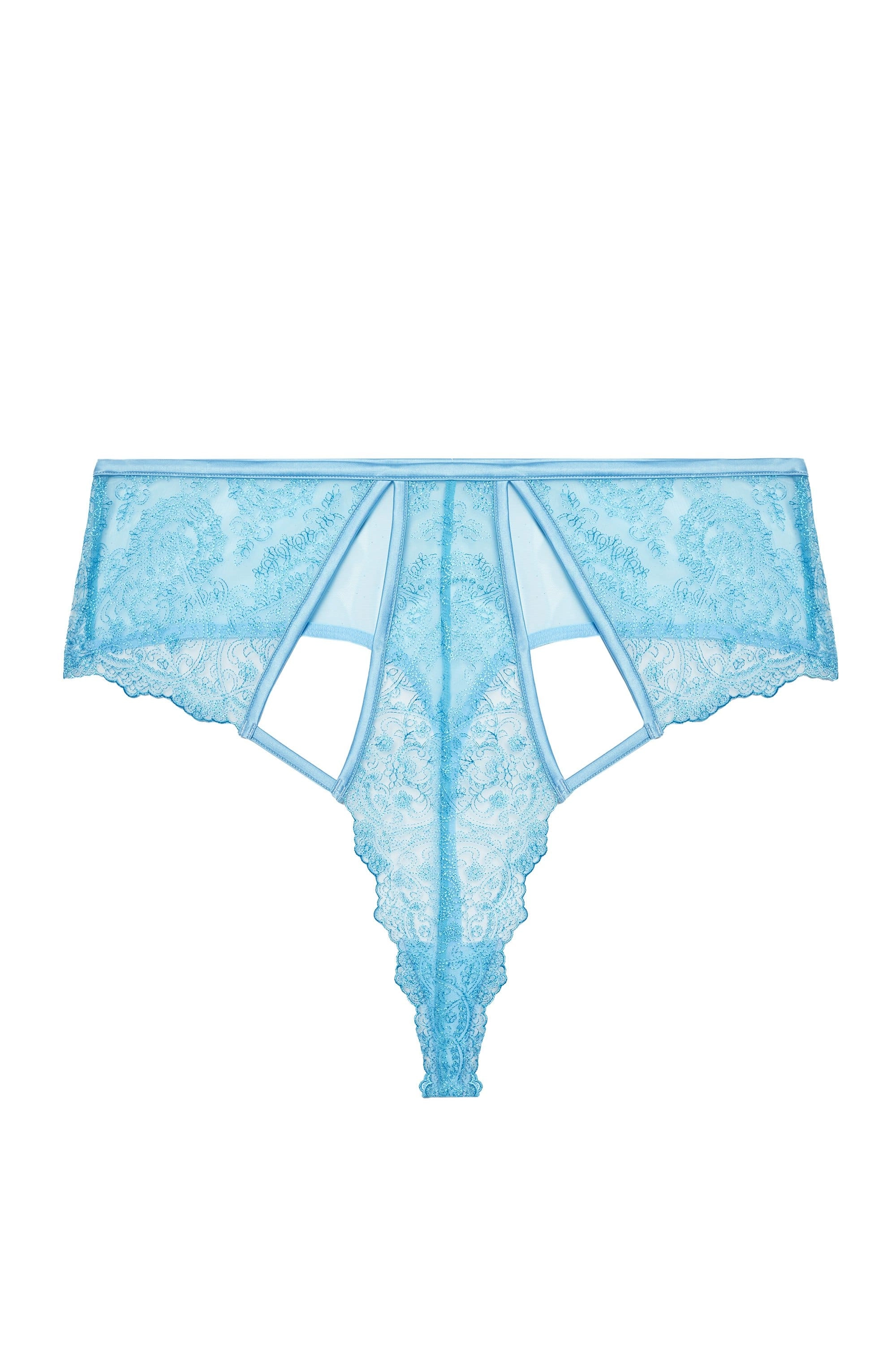 Peyton Blue Embroidery High Waist Thong