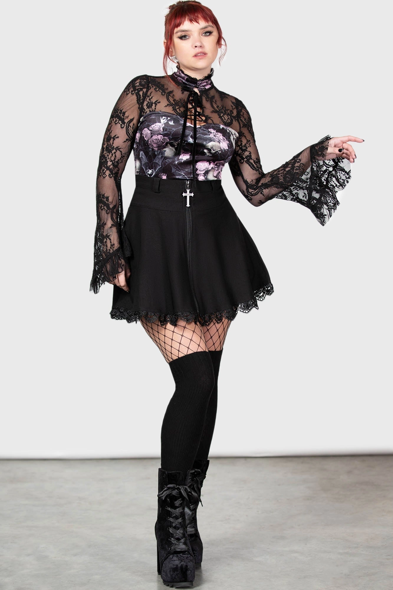Poison Fang Long Sleeve Top [BLACK/PINK]