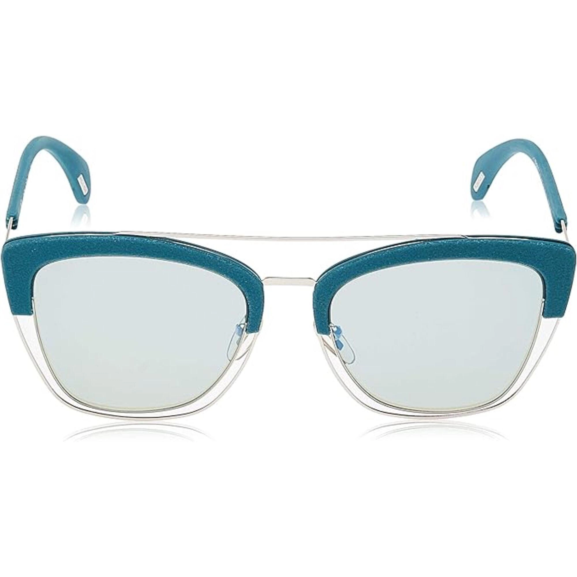 Police Women's Sunglasses - Teal Plastic Cat Eye Frame Green Lens | POLICE SPL618 579X