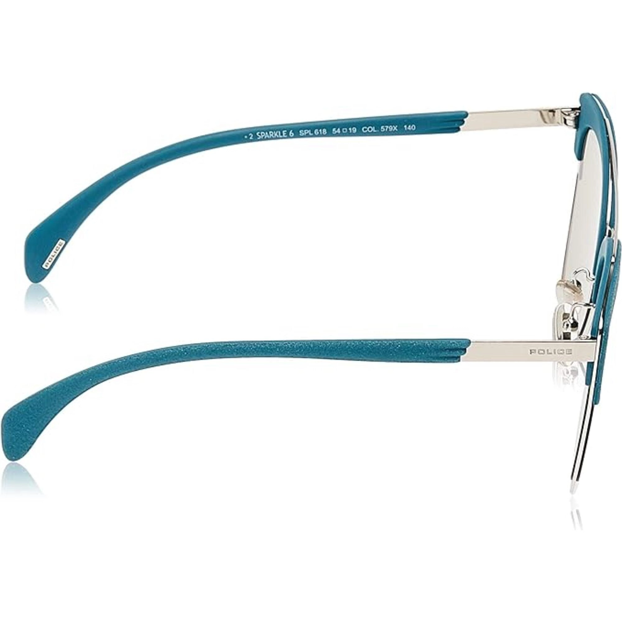 Police Women's Sunglasses - Teal Plastic Cat Eye Frame Green Lens | POLICE SPL618 579X