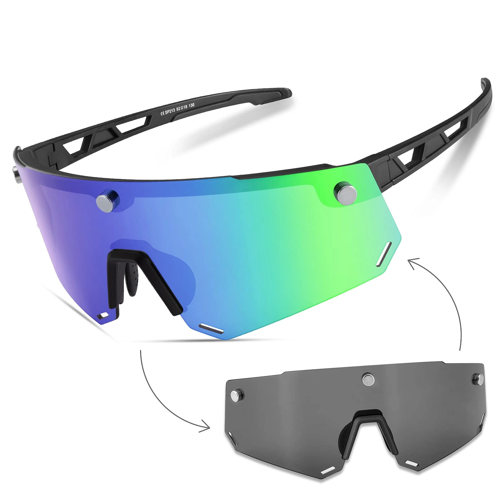 ROCKBROS Cycling Glasses for Men Women Polarized Sunglasses Two Lens for Replace