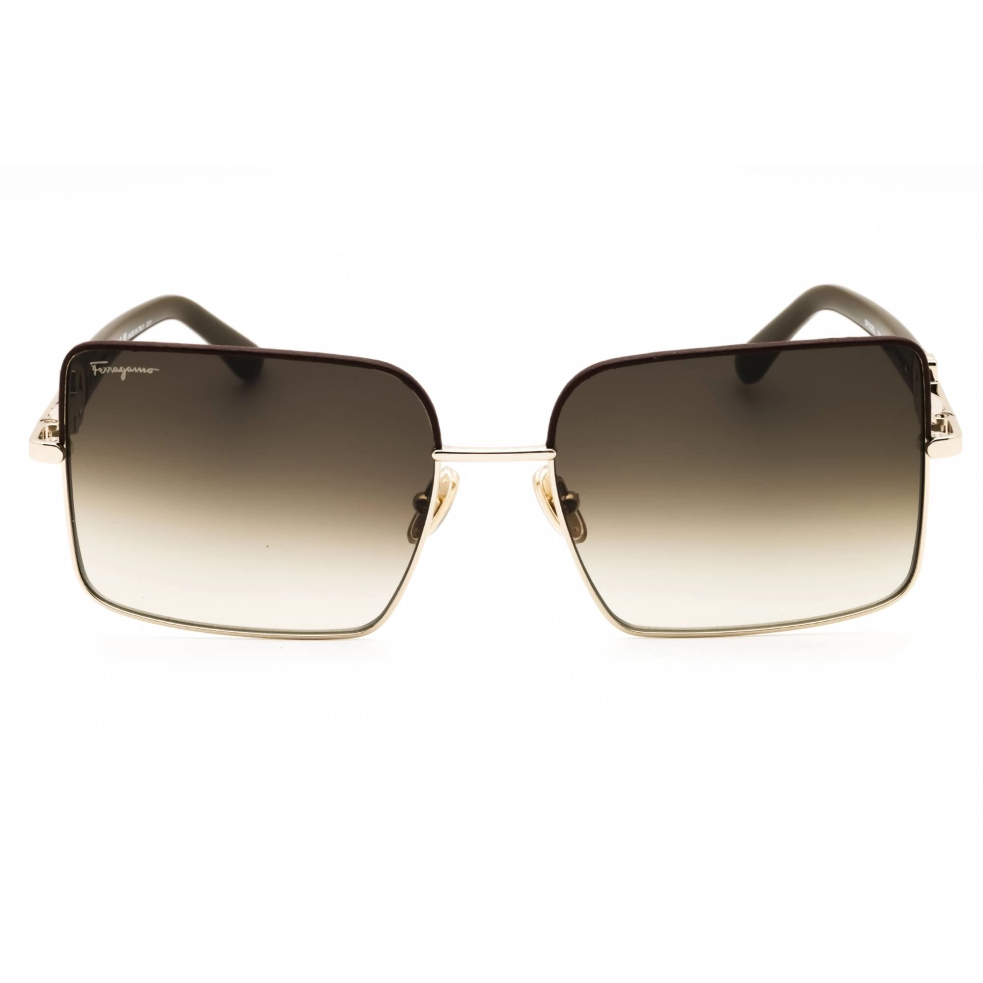 Salvatore Ferragamo Women's Sunglasses - Gold/Brown Metal Square Frame | SF302SL 704