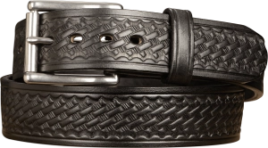 The Eastwood: Men's Black Basket Weave Leather Belt Max Thick 1.75" Extra Wide