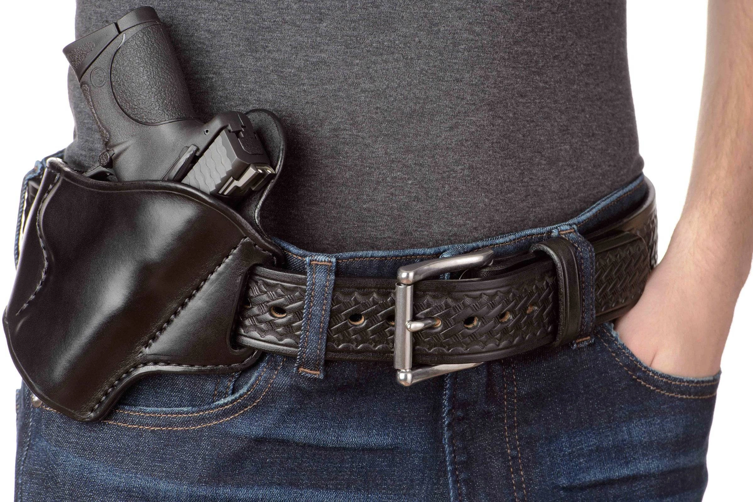 The Eastwood: Men's Black Basket Weave Leather Belt Max Thick 1.75" Extra Wide