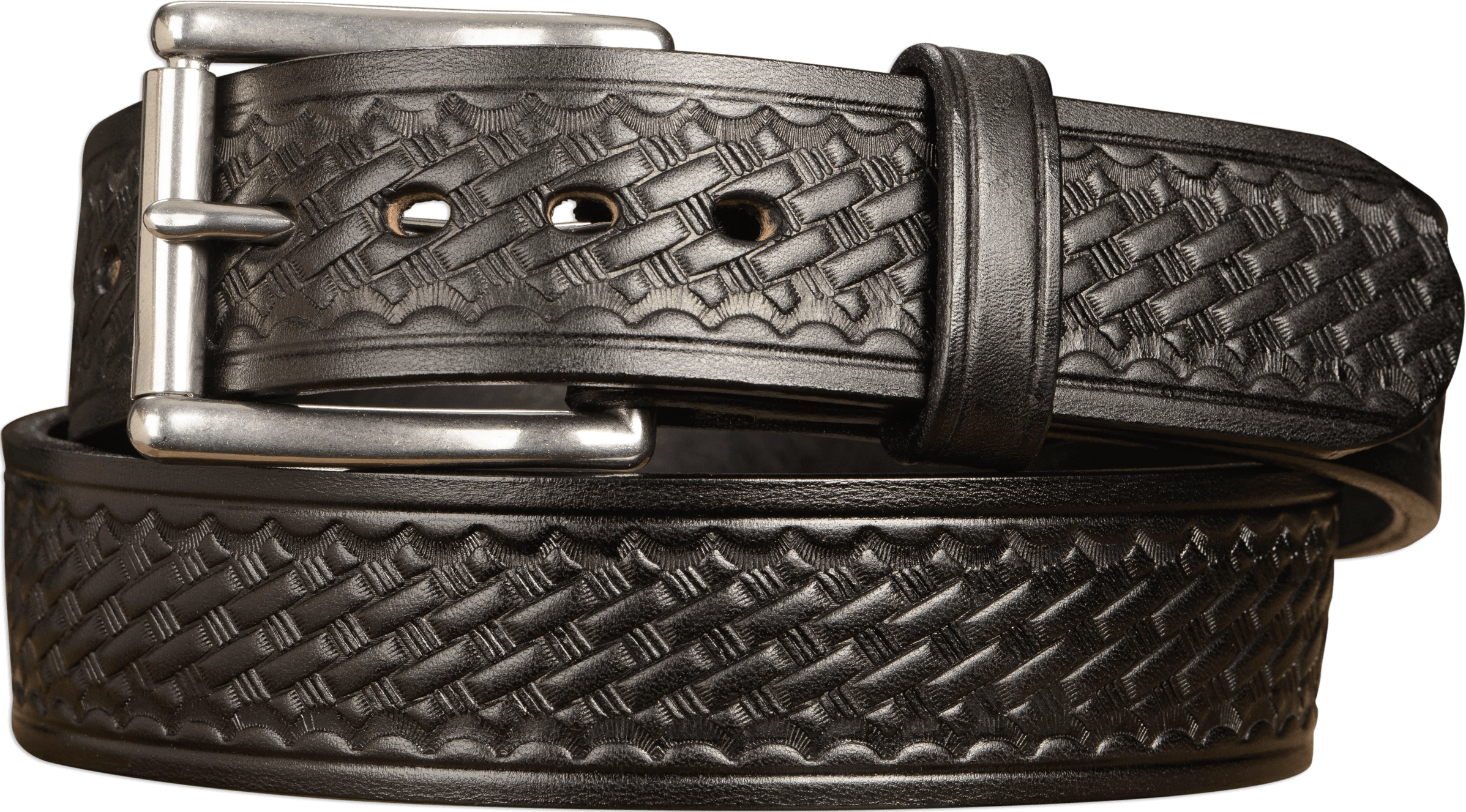 The Eastwood: Men's Black Basket Weave Leather Belt Max Thick 1.75" Extra Wide