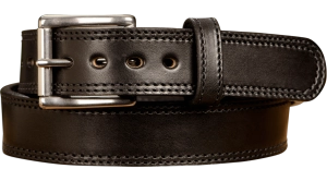 The Eastwood: Men's Black Double Stitched Leather Belt Max Thick 1.50"