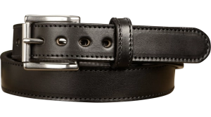 The Eastwood: Men's Black Stitched Leather Belt Max Thick 1.25"