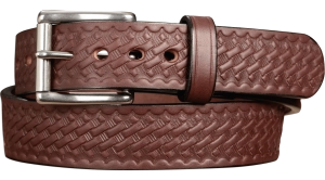 The Eastwood: Men's Brown Basket Weave Leather Belt Max Thick 1.50"