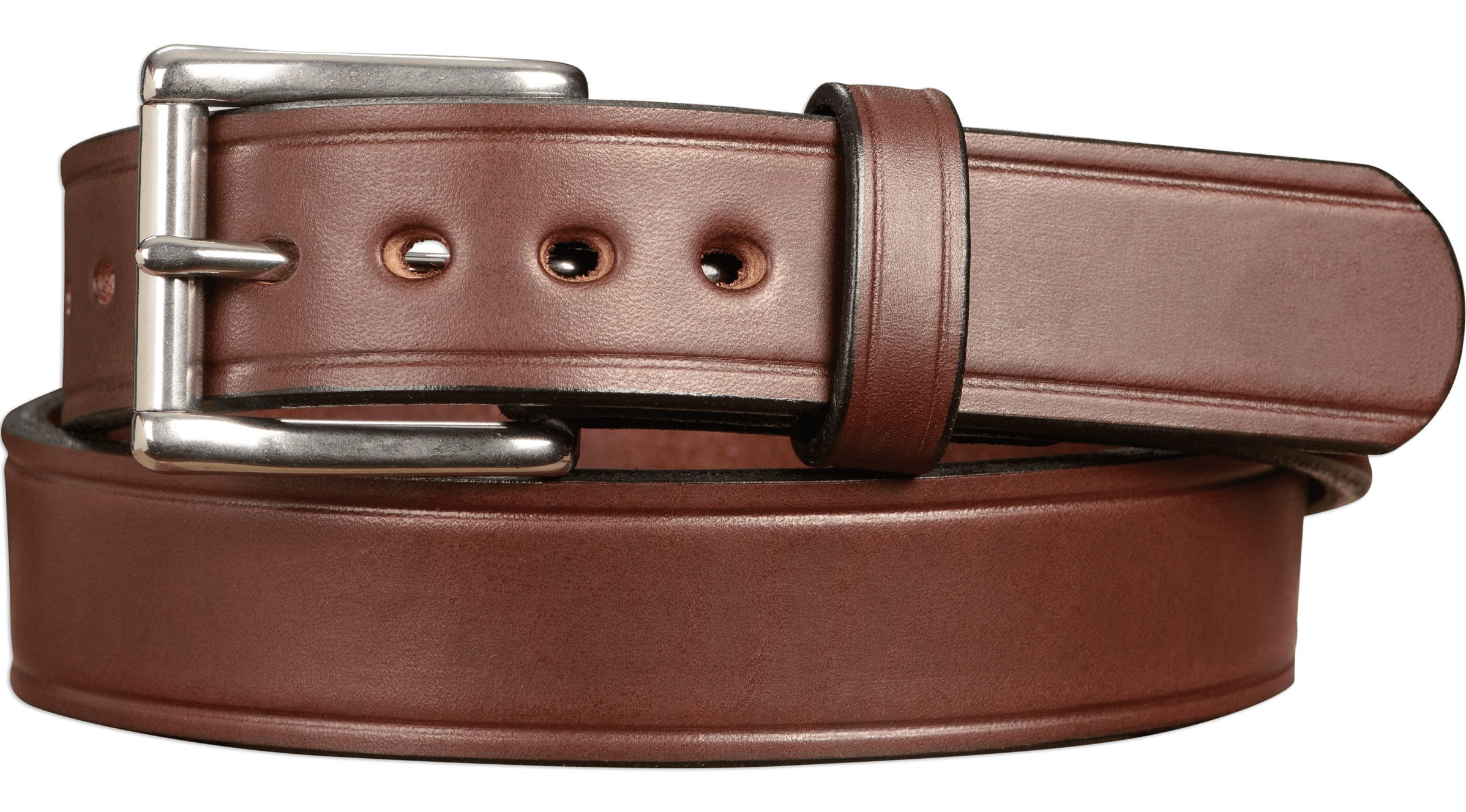 The Eastwood: Men's Brown Creased Accent Leather Belt Max Thick 1.50"