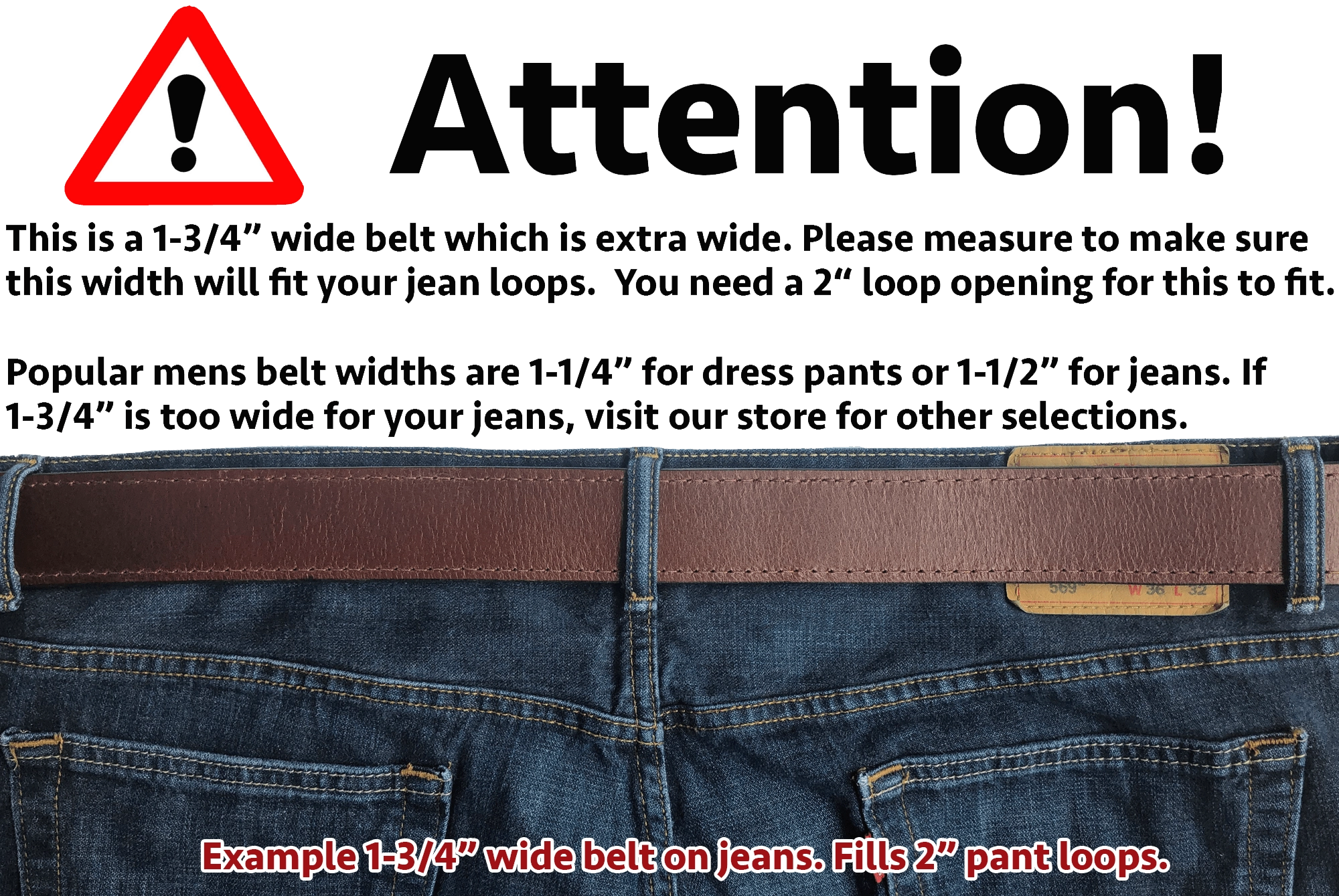 The Eastwood: Men's Brown Non Stitched Leather Belt Max Thick 1.75" Extra Wide