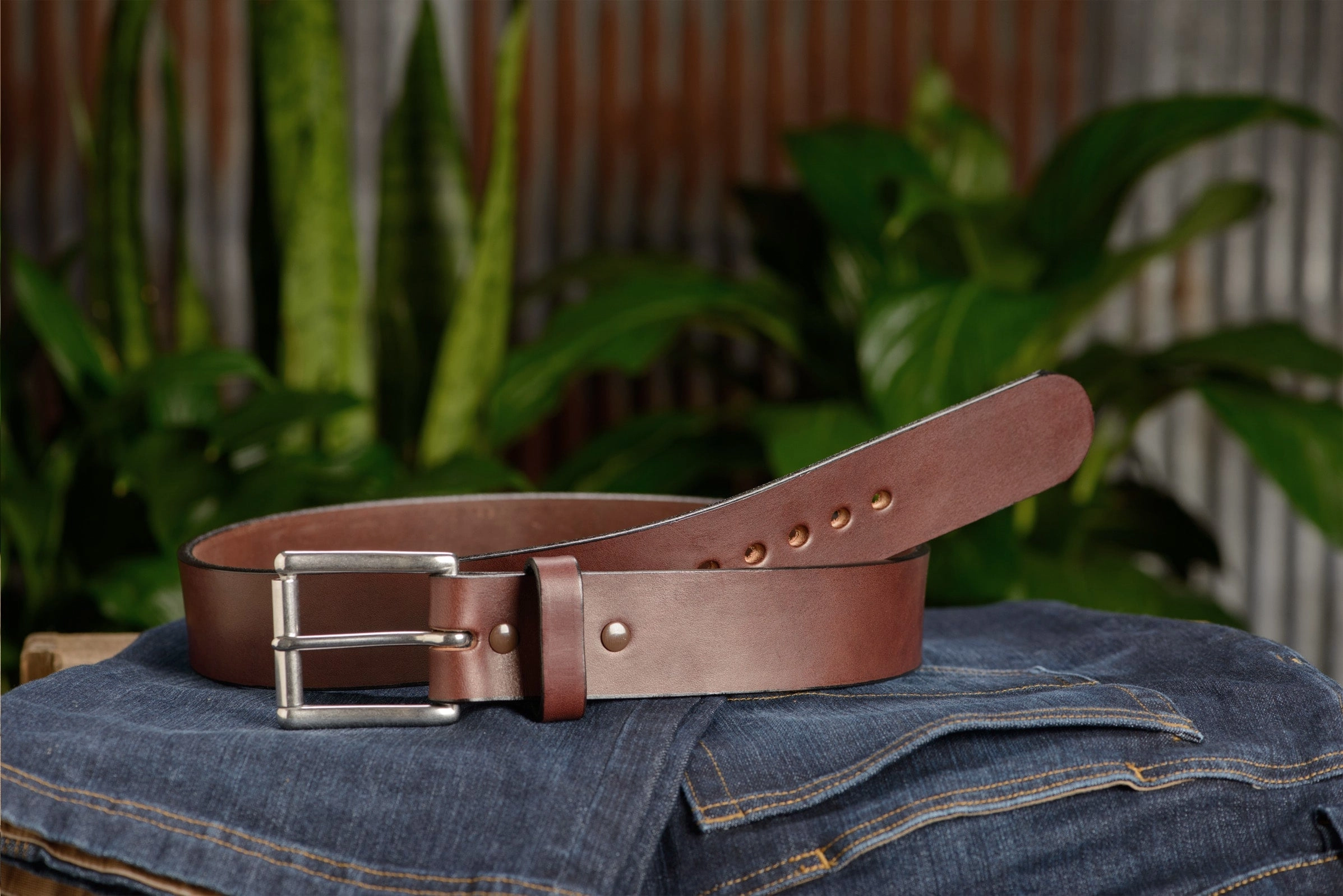 The Eastwood: Men's Brown Non Stitched Leather Belt Max Thick 1.75" Extra Wide