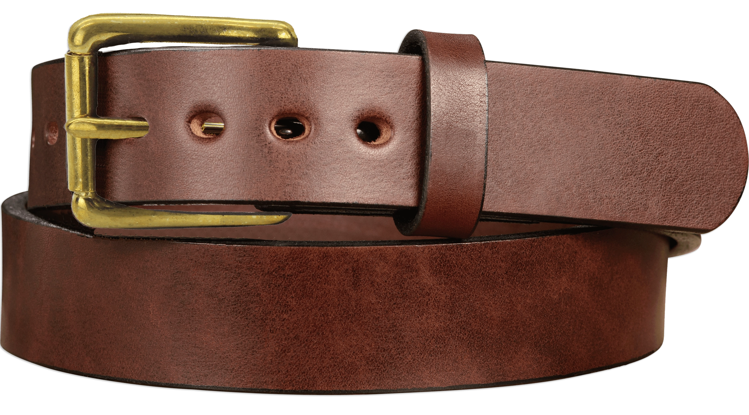 The Eastwood: Men's Brown Non Stitched Leather Belt Max Thick With Brass 1.50"
