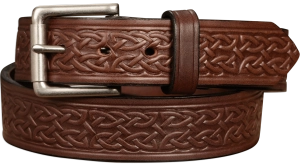 The Maverick: Men's Brown Celtic Leather Belt 1.50"