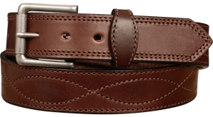 The Maverick: Men's Brown Figure 8 Stitched Leather Belt With Brown Thread 1.50"