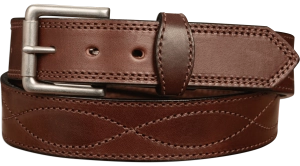 The Maverick: Men's Brown Figure 8 Stitched Leather Belt With Brown Thread 1.50"