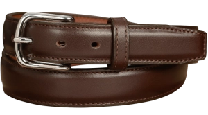 The Stallion: Men's Chocolate Brown Stitched Italian Leather With Steel Core And Chrome Buckle 1.25"