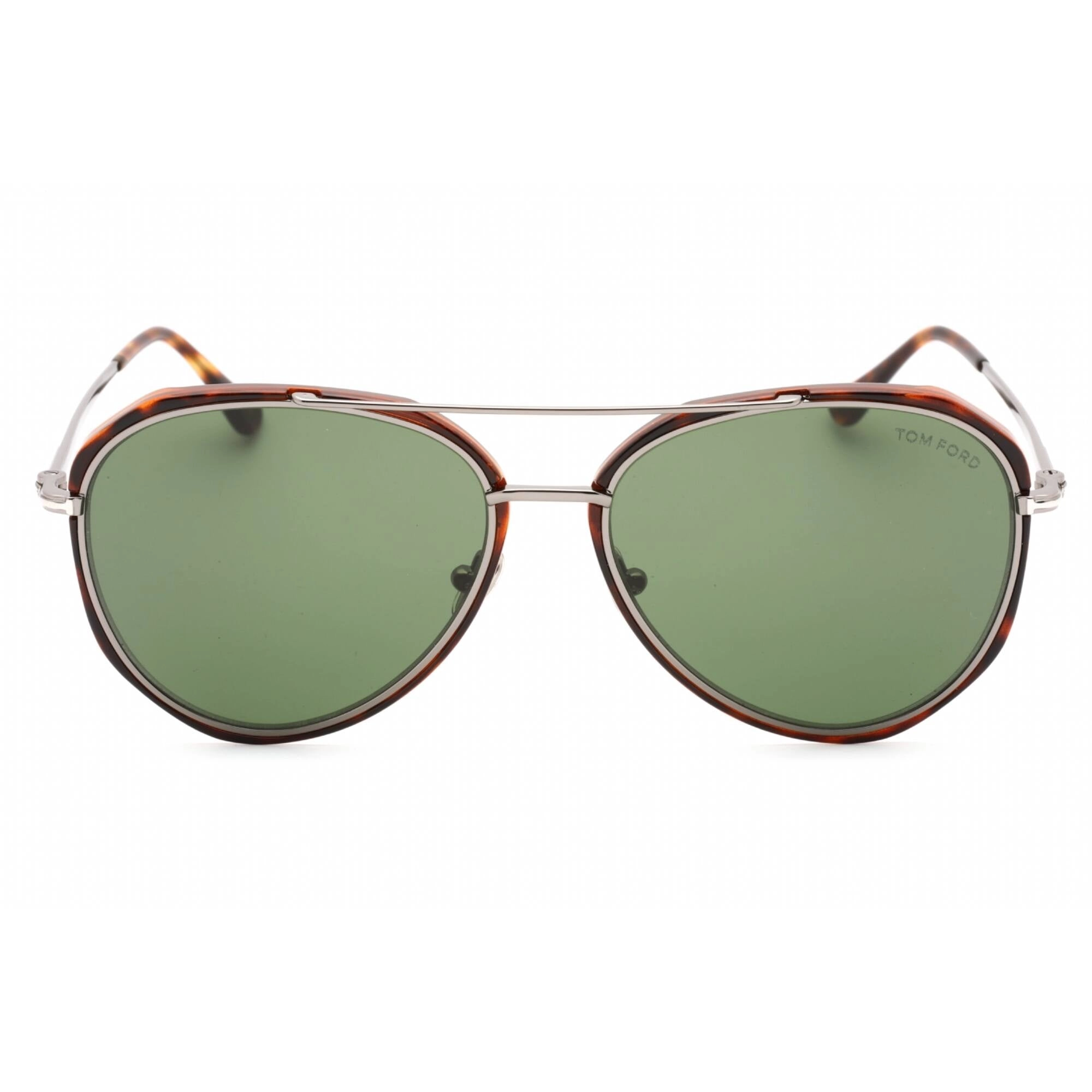 Tom Ford Women's Sunglasses - Havana Metal Pilot Shape Frame Green Lens | FT0749 54N