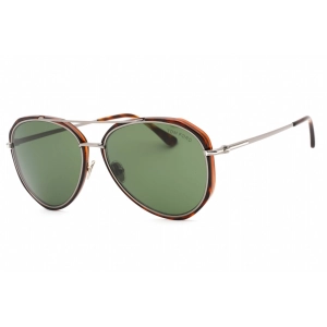 Tom Ford Women's Sunglasses - Havana Metal Pilot Shape Frame Green Lens | FT0749 54N