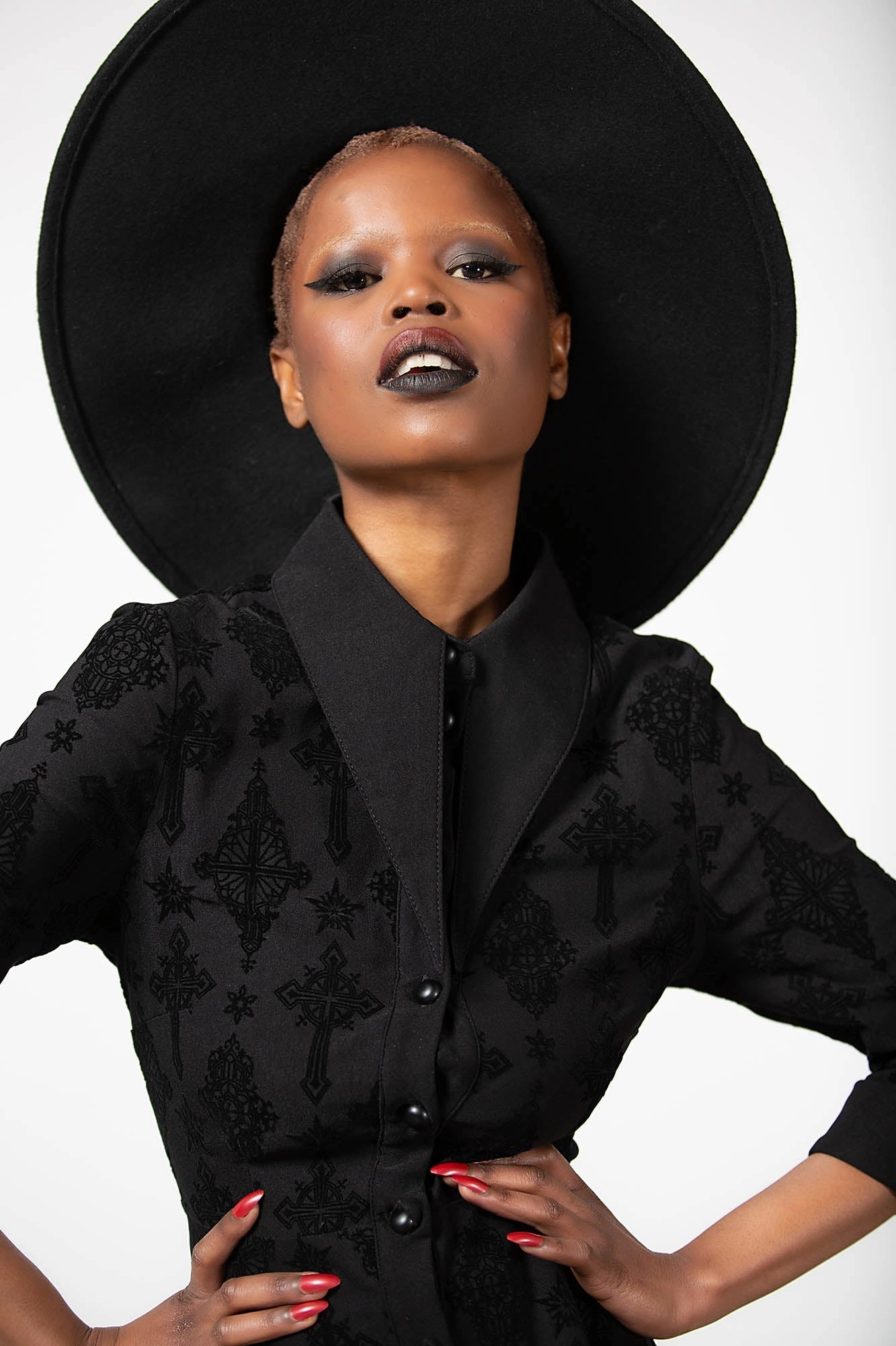 Vanda Flocked Collar Dress - Resurrect