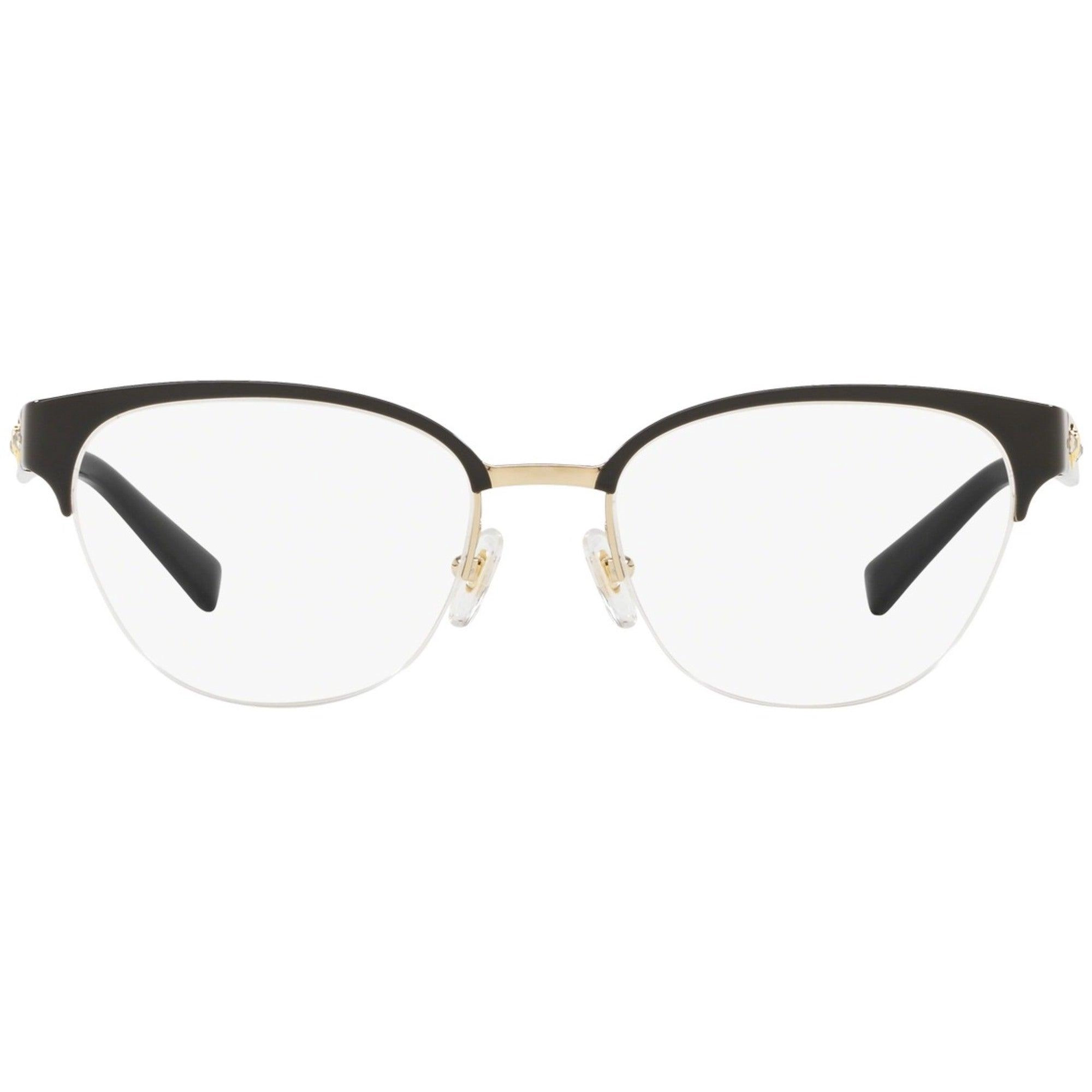 Versace Women's Eyeglasses - Black and Gold Metal Oval Frame | VERSACE 0VE1255B 1433