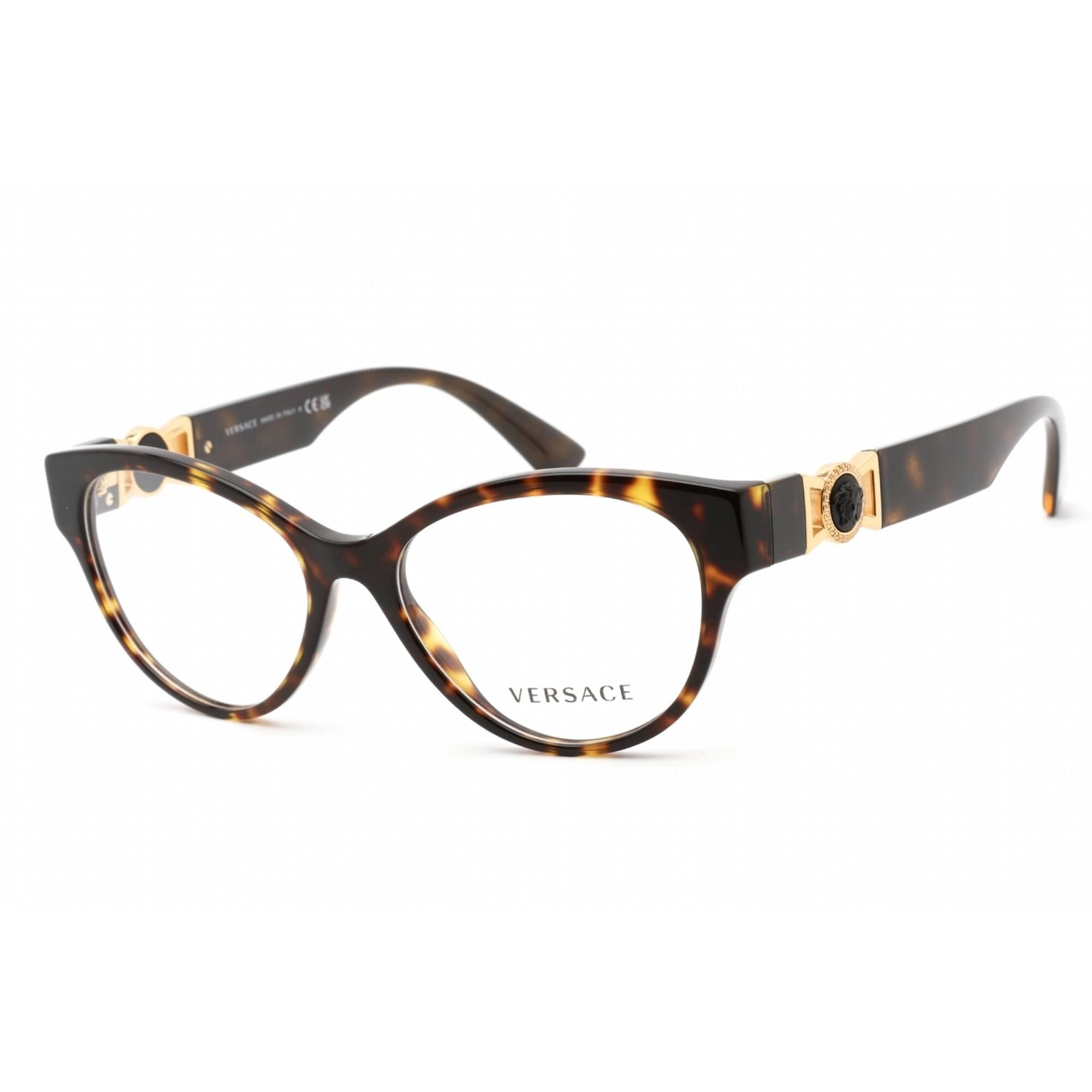 Versace Women's Eyeglasses - Full Rim Cat Eye Shape Havana Plastic Frame | 0VE3313 108