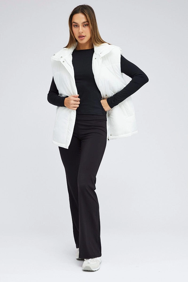White Puffer Sleeveless Zip Thru