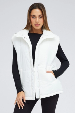 White Puffer Sleeveless Zip Thru