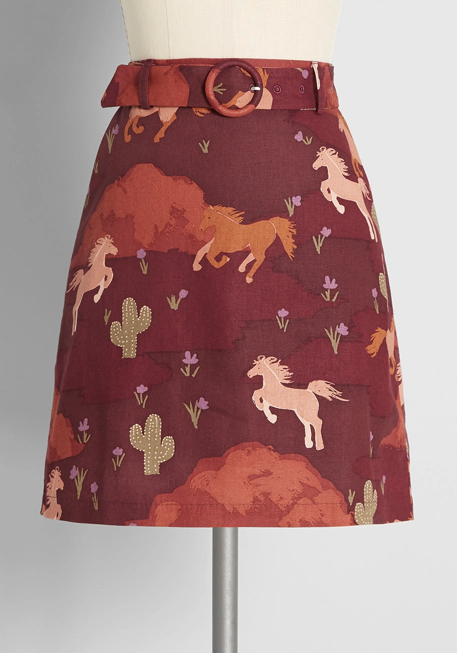 Wild, Wild Horses Belted Mini Skirt